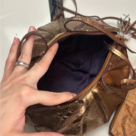 Sharif gold leather puff balloon crossbody bag with pouch rare - Picture 6 of 6